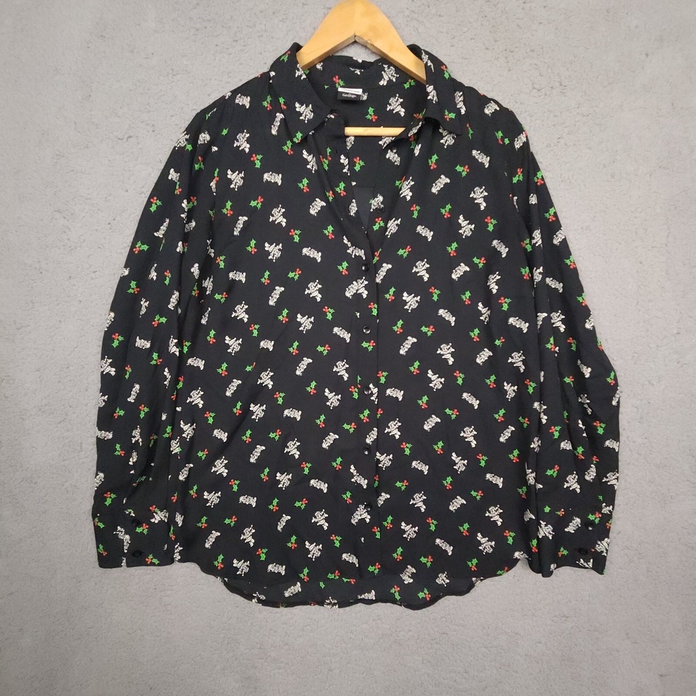 Disney Mickey Mouse Blouse Womens‎ Size US 10 UK 12 Christmas Chiffon